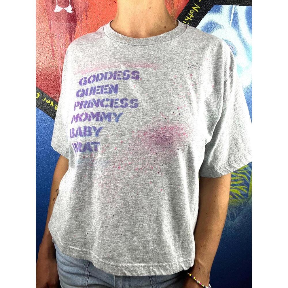 Hand Painted Crop Tee – Brat Street Style T-Shirt - Goddess Queen Princess